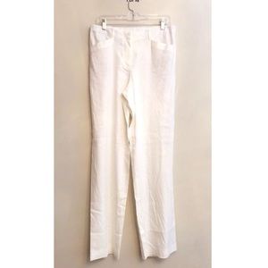 New J. JILL Size 10 Tall WHITE STRETCH LINEN PANTS